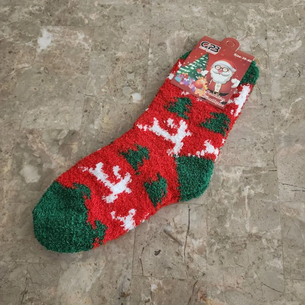 Women's Colorful Christmas Fluffy Socks (2pk)